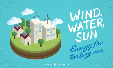 Wind, water, sun ecology banner Wind, water, sun ecology banner