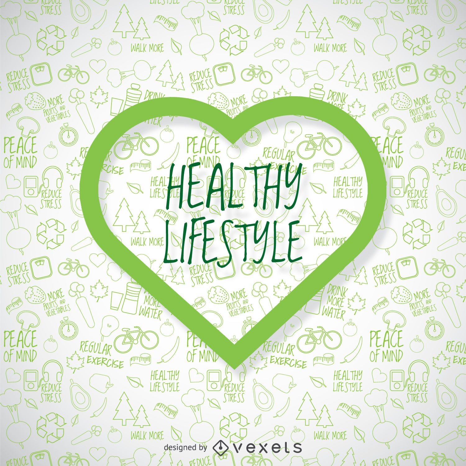 Healthy lifestyle wallpaper with green heart