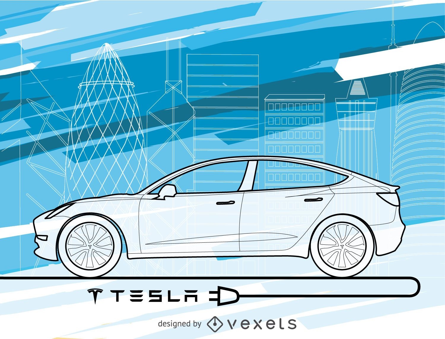 Papel de parede do carro Tesla em tons de azul