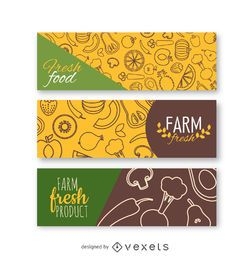 Conjunto de banners de verduras frescas