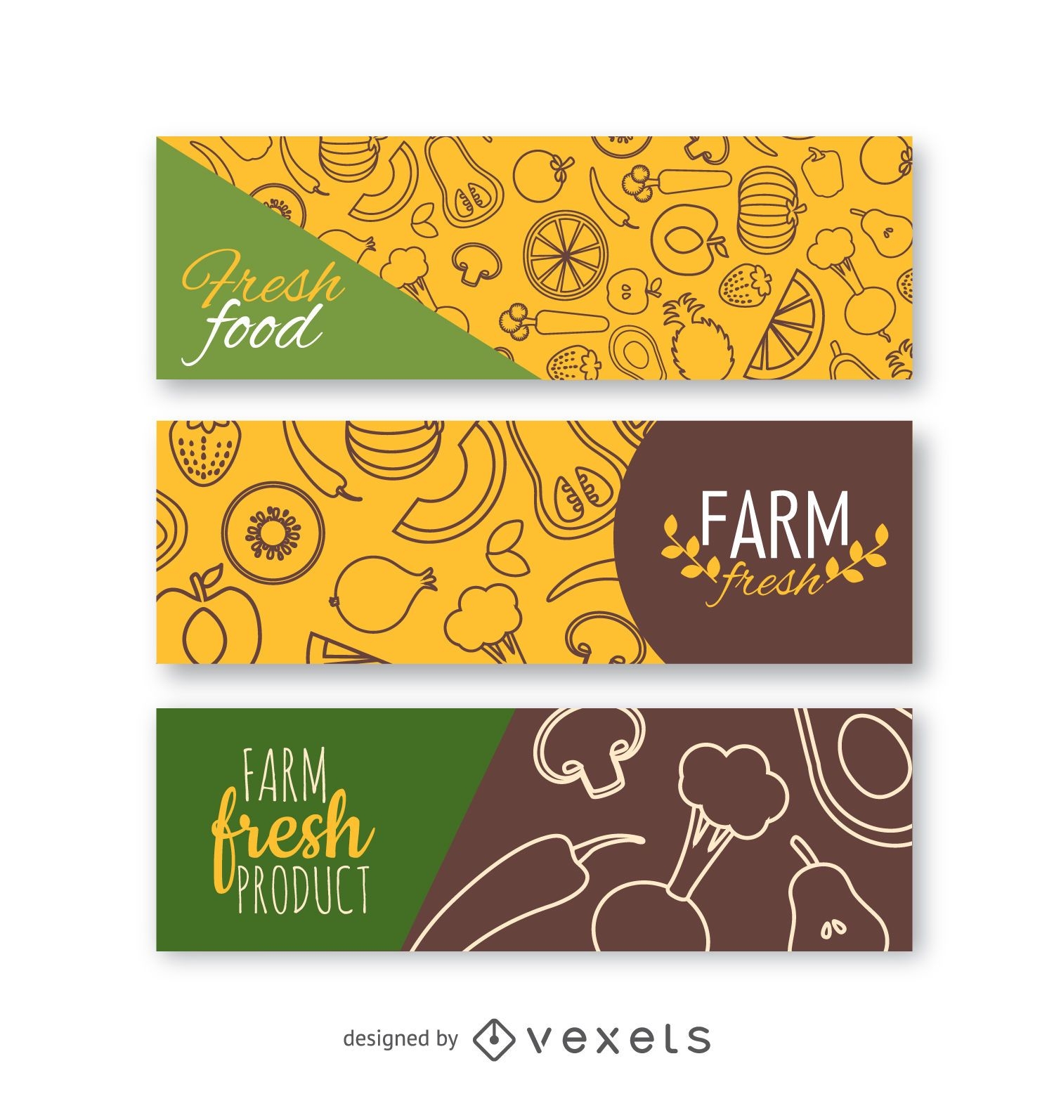 Fresh vegetables banner set