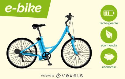 Vetor de bicicleta elétrica com características Vetor de bicicleta elétrica com características