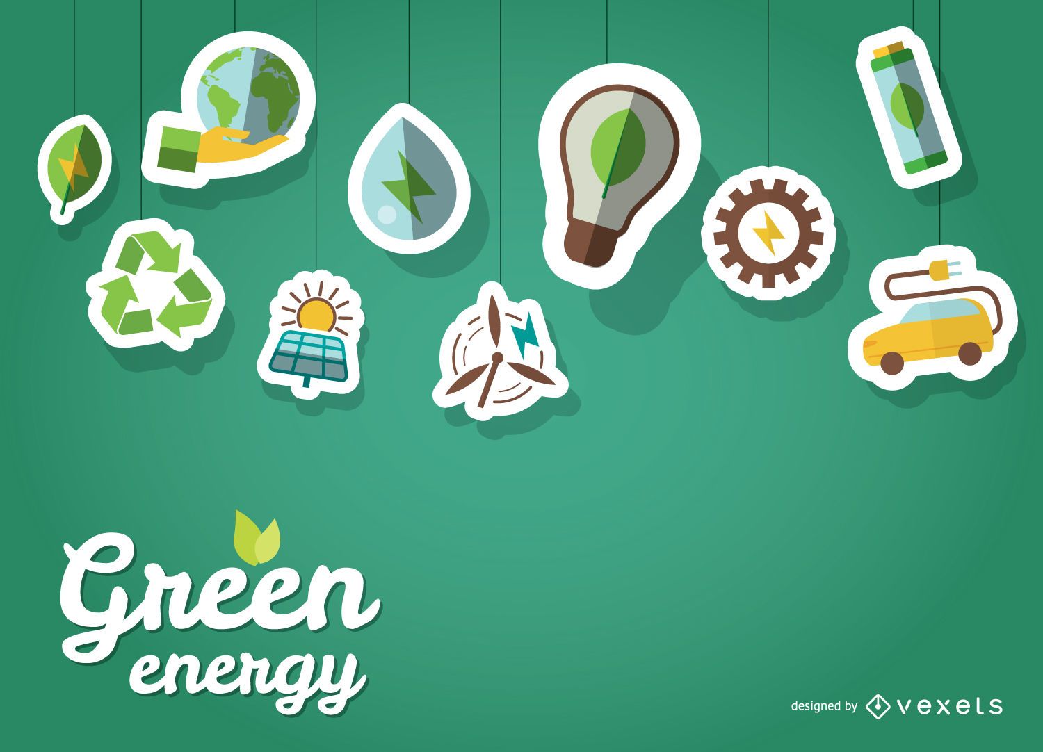 Papel de parede de energia verde com adesivos