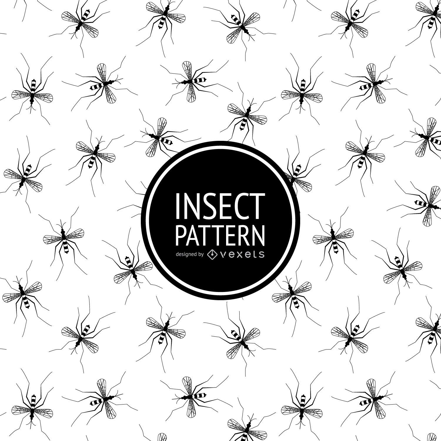 Padrão de inseto em preto e branco