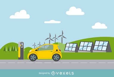 Electric card with renewable energy sources vector