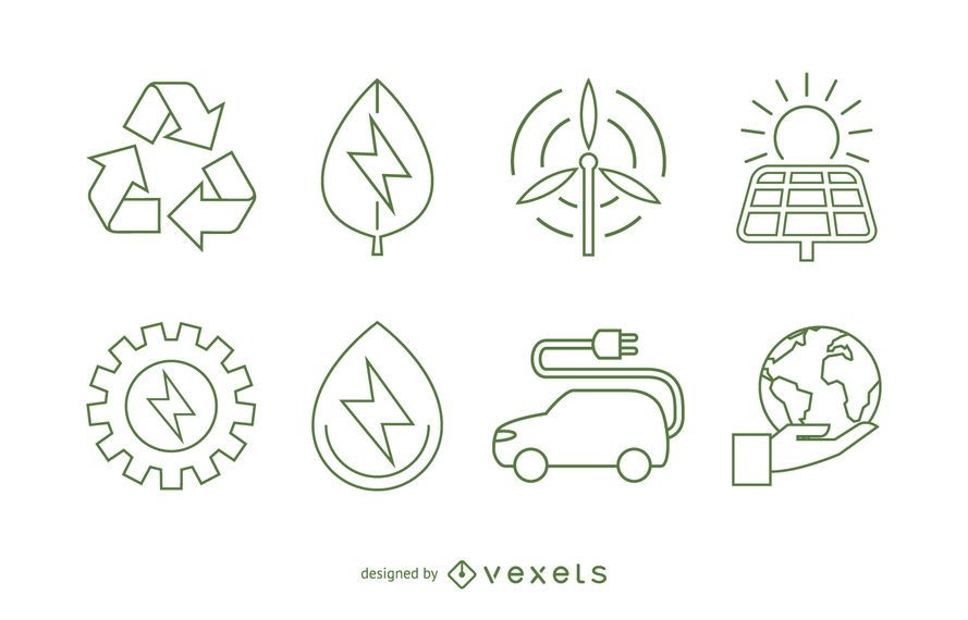 Ecology And Renewable Energy Icon Set Vector Download