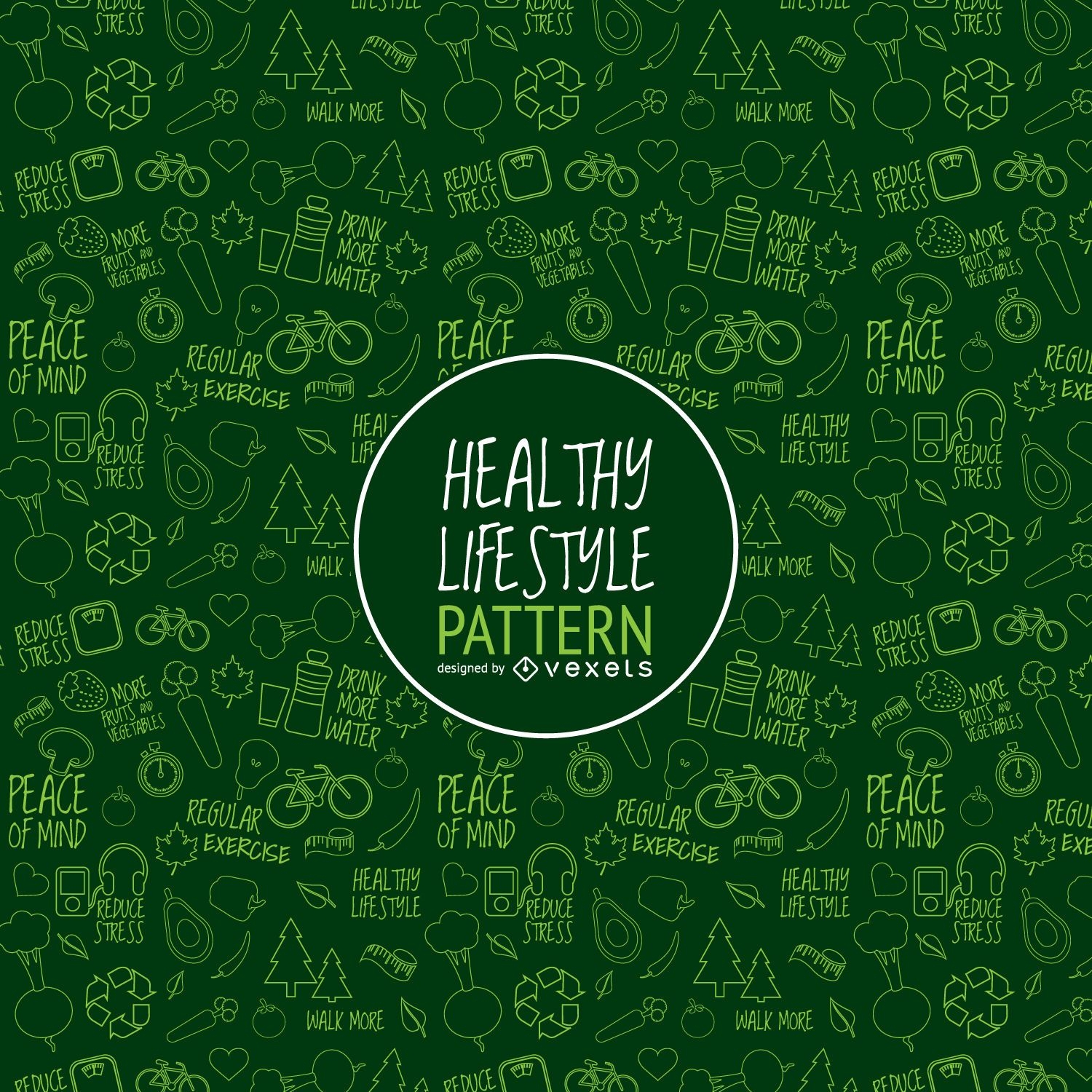 Patrón de estilo de vida saludable verde