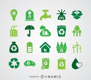 Renewable energy and ecology icon collection