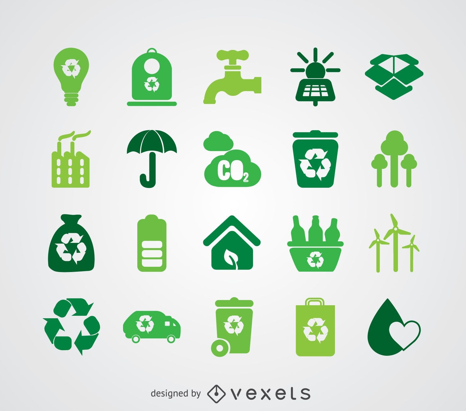 Symbolsammlung für erneuerbare Energien und Ökologie