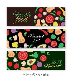 Colorful vegetables banner set