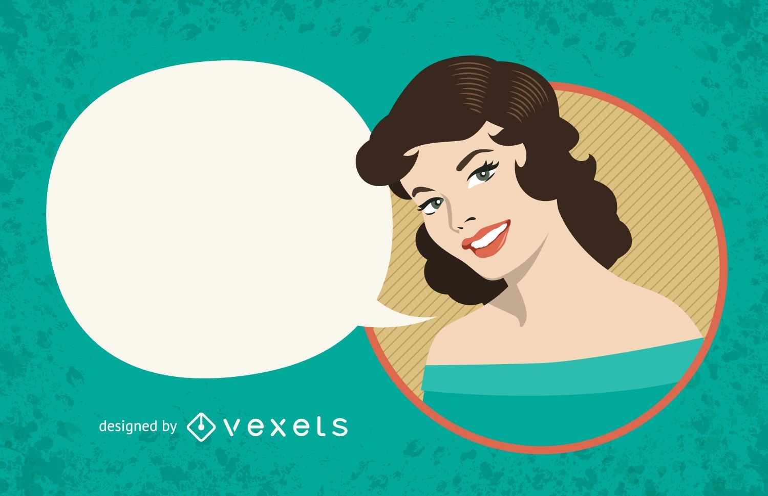 Vintage woman sign with speech bubble