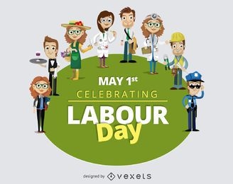 Trabalhadores dos desenhos animados do Dia do Trabalho 1º de maio