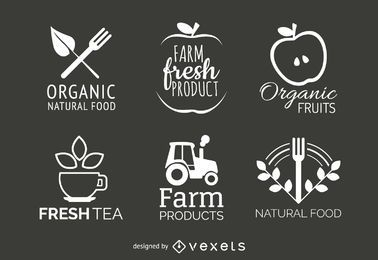 Conjunto de etiquetas de alimentos orgánicos y naturales.