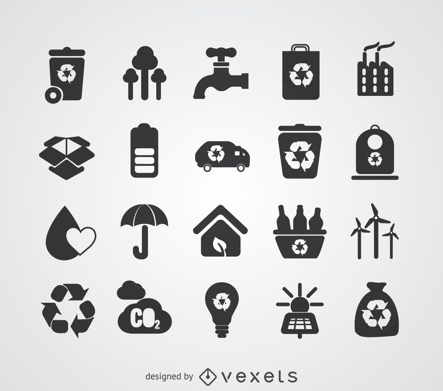 Conjunto de insignias de energía verde y reciclaje.