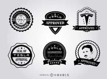 Conjunto de etiquetas de sellos de aprobación de Hipster Tesla