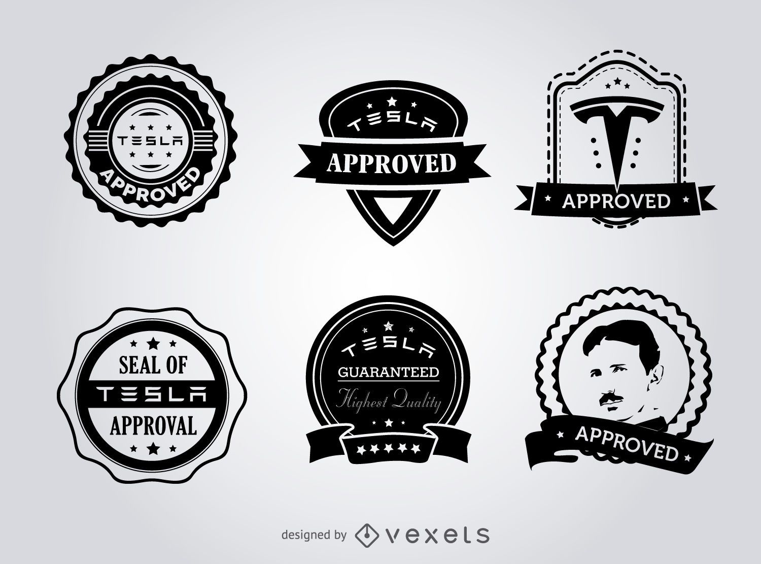 Conjunto de selos de aprovação Hipster Tesla