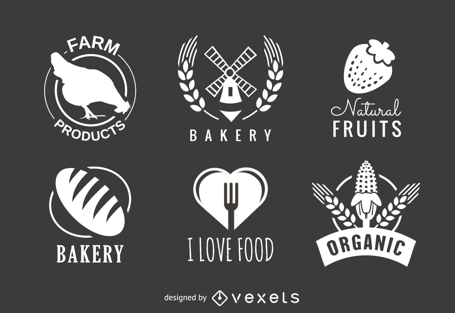 Conjunto de emblemas de padaria e orgânicos