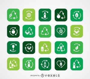 Colección de iconos de ecología y reciclaje