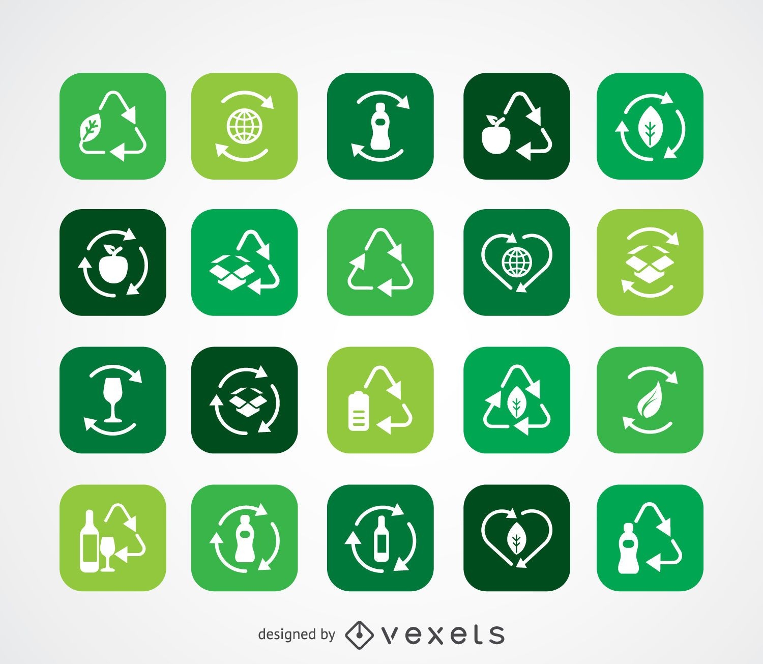 Colección de iconos de ecología y reciclaje