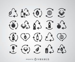 Recycling simple symbols and icons set