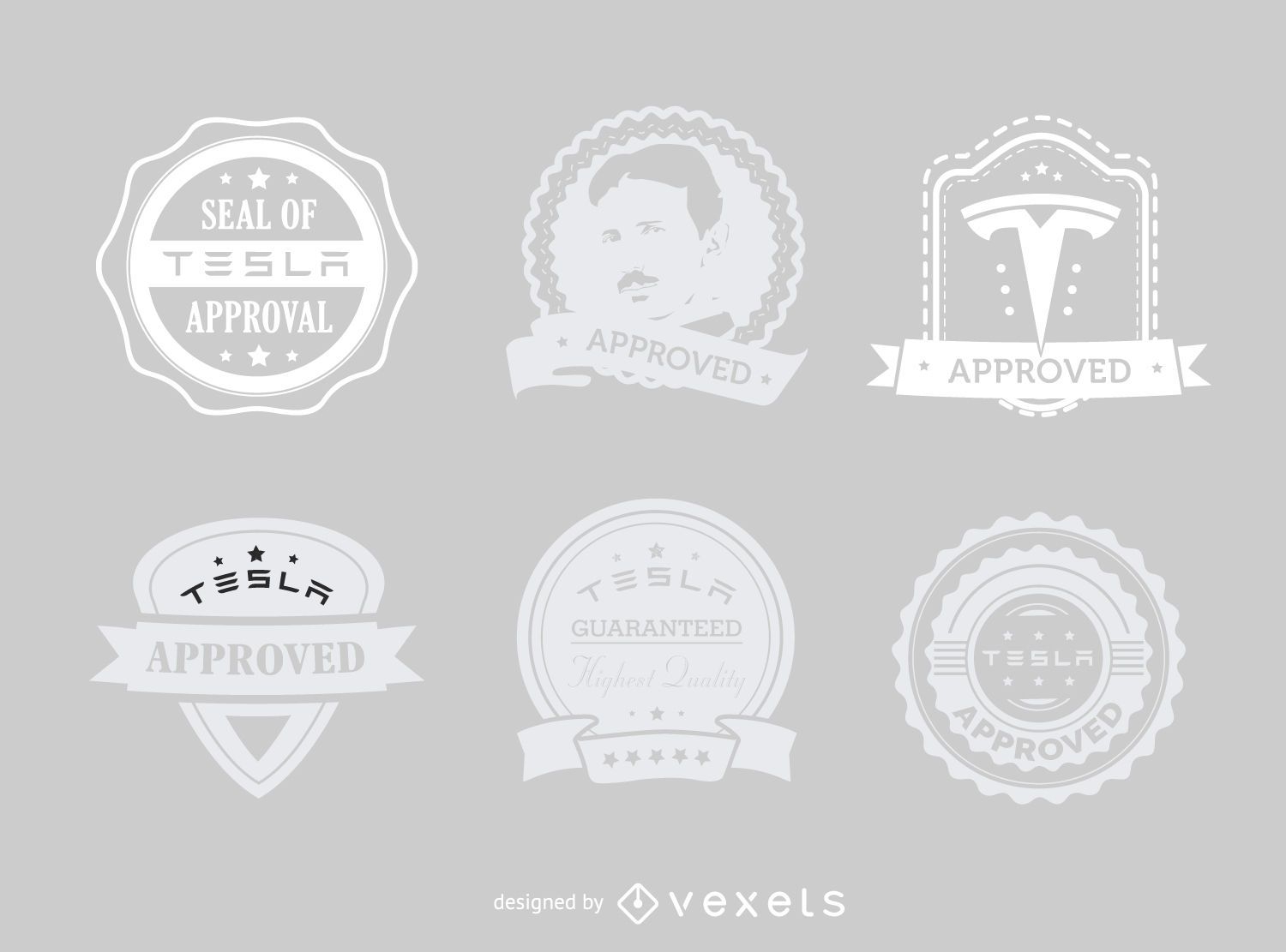 Tesla approved hipster label set
