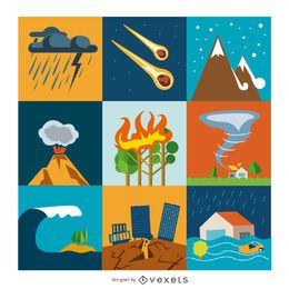 Disaster and crisis flat icon set Disaster and crisis flat icon set