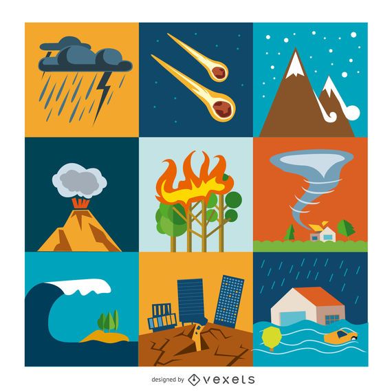 Disaster and crisis flat icon set Disaster and crisis flat icon set