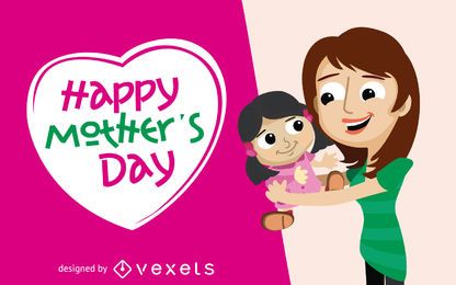 Tarjeta de felicitación del día de la madre con hija
