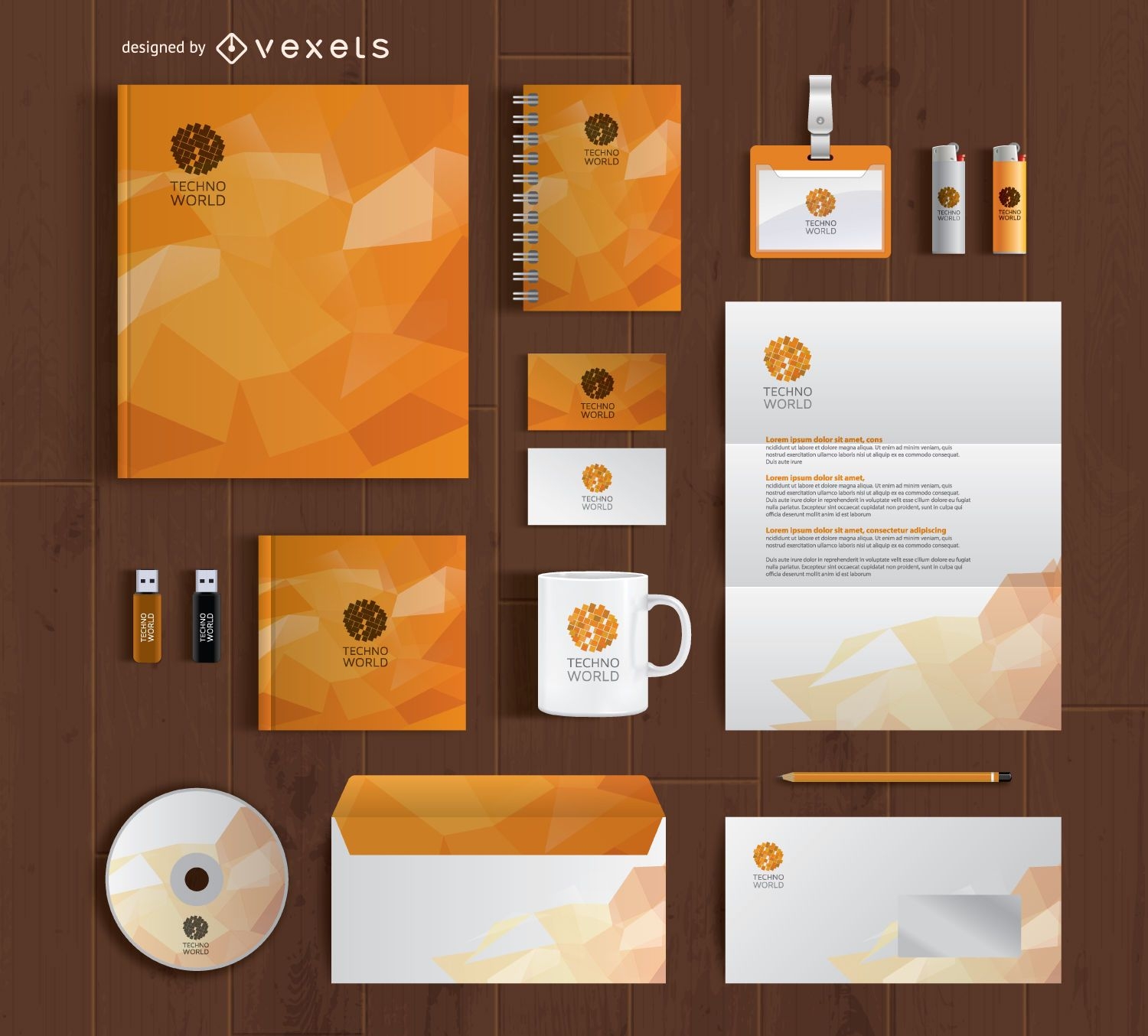 Branding stationery full kit mockup - Vector download