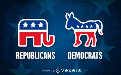 Republikanische und Demokratische Partei Symbole Republikanische und Demokratische Partei Symbole
