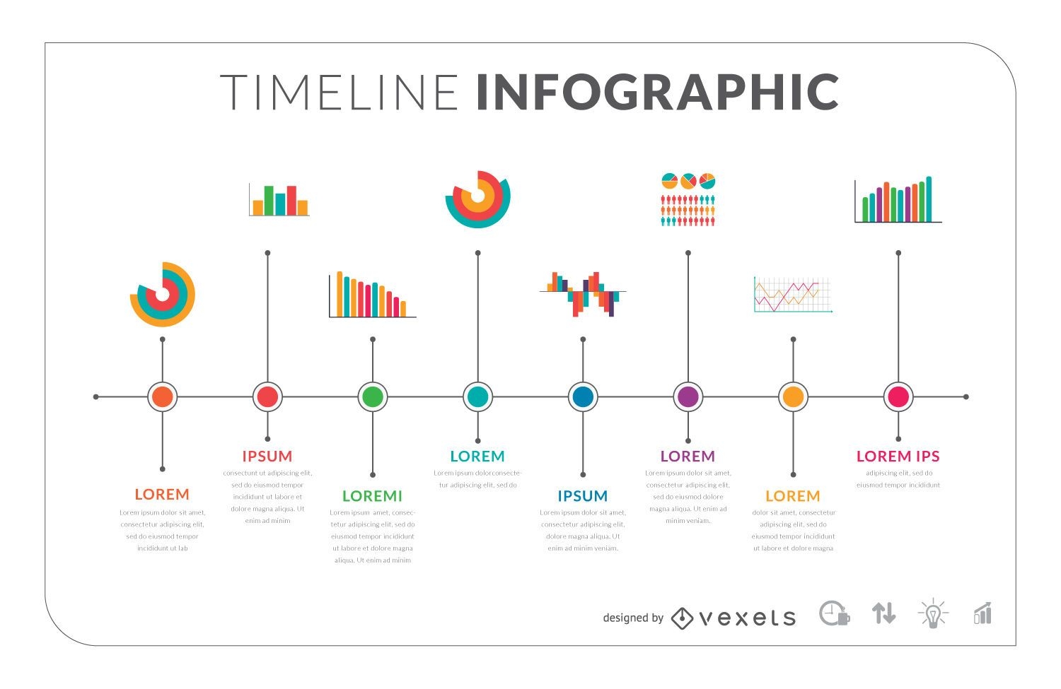 Flache Timeline-Infografik