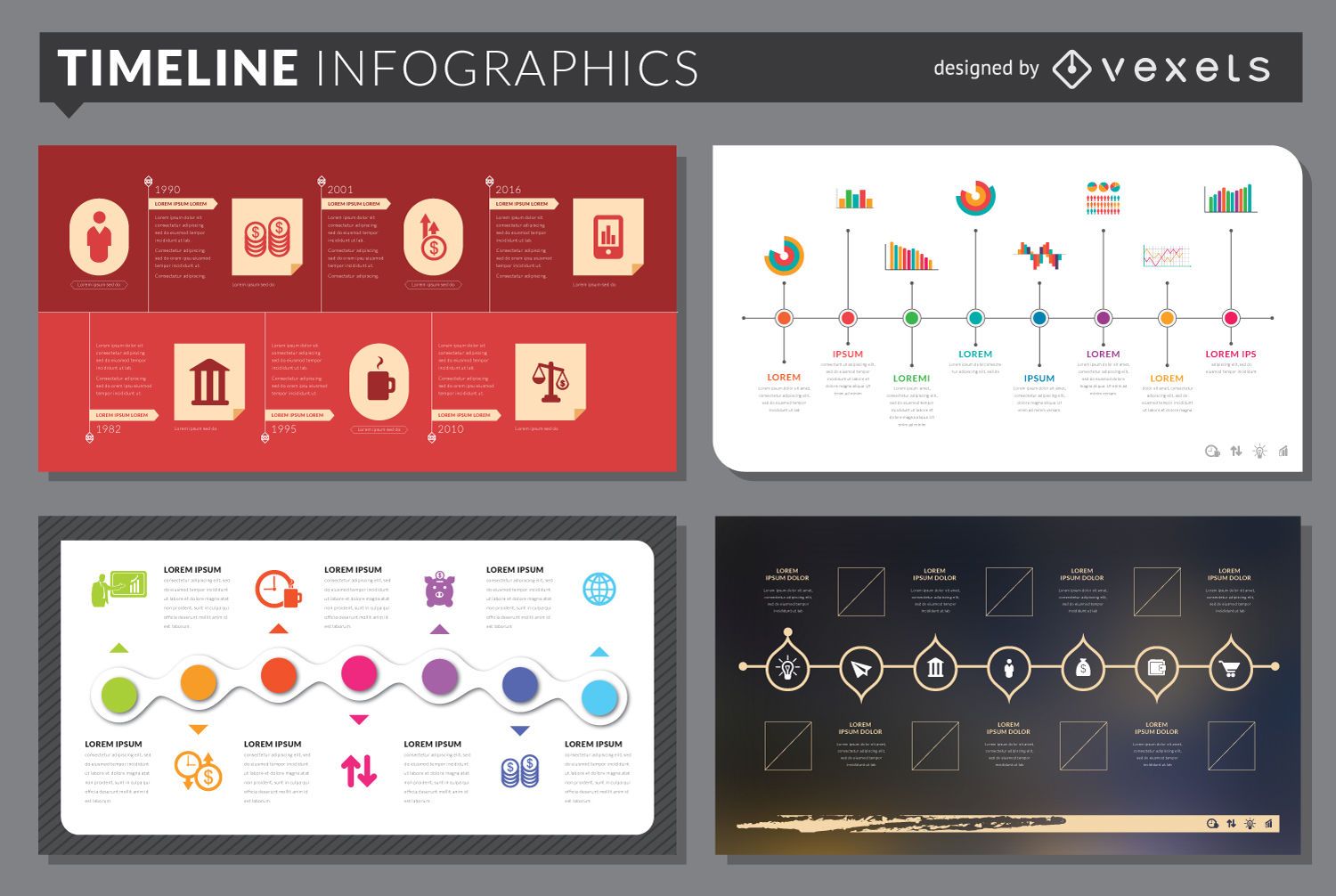 Conjunto de modelos de infográfico de cronograma