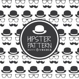 Gafas de sombrero hipster y patrón de bigote