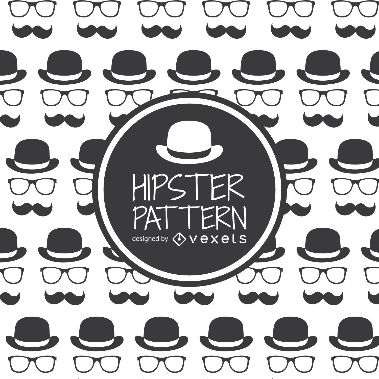 Hipster hat glasses and moustache pattern
