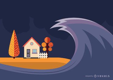 Projeto da ilustração do tsunami Projeto da ilustração do tsunami