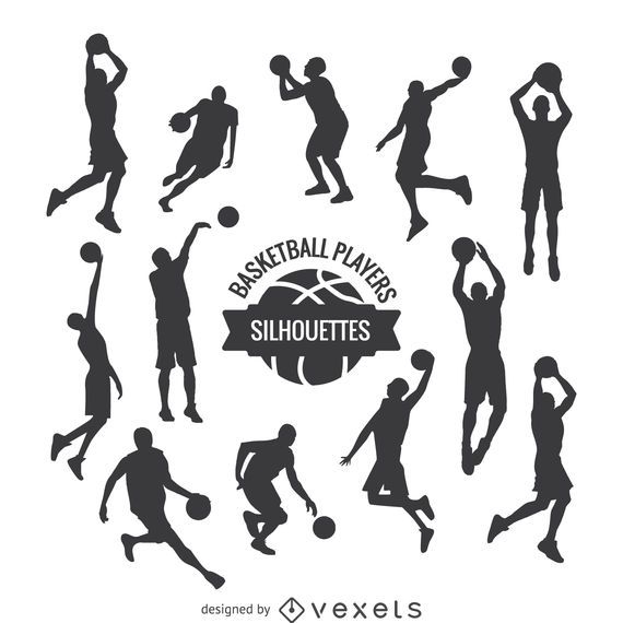 Download Basketball Players Silhouettes Set - Vector Download