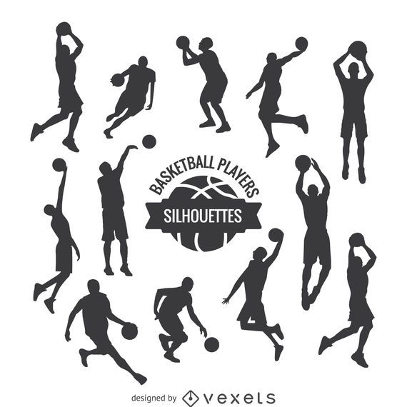 Conjunto de siluetas de jugadores de baloncesto Conjunto de siluetas de jugadores de baloncesto