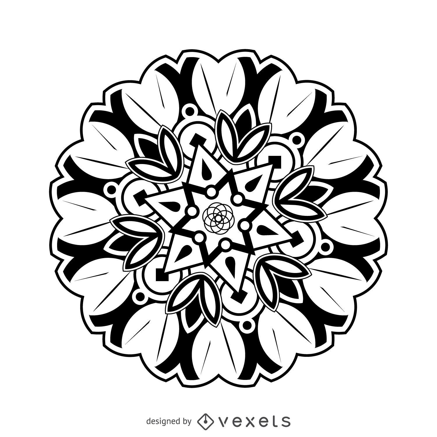 Dibujo de mandala de flores