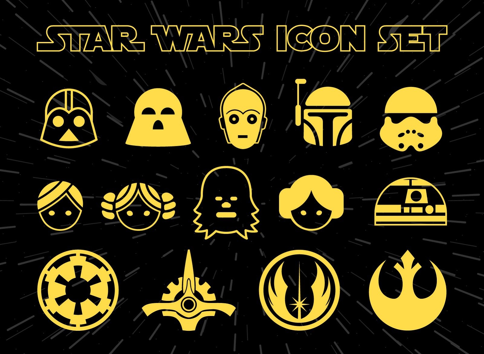 conjunto de iconos de guerra de las galaxias