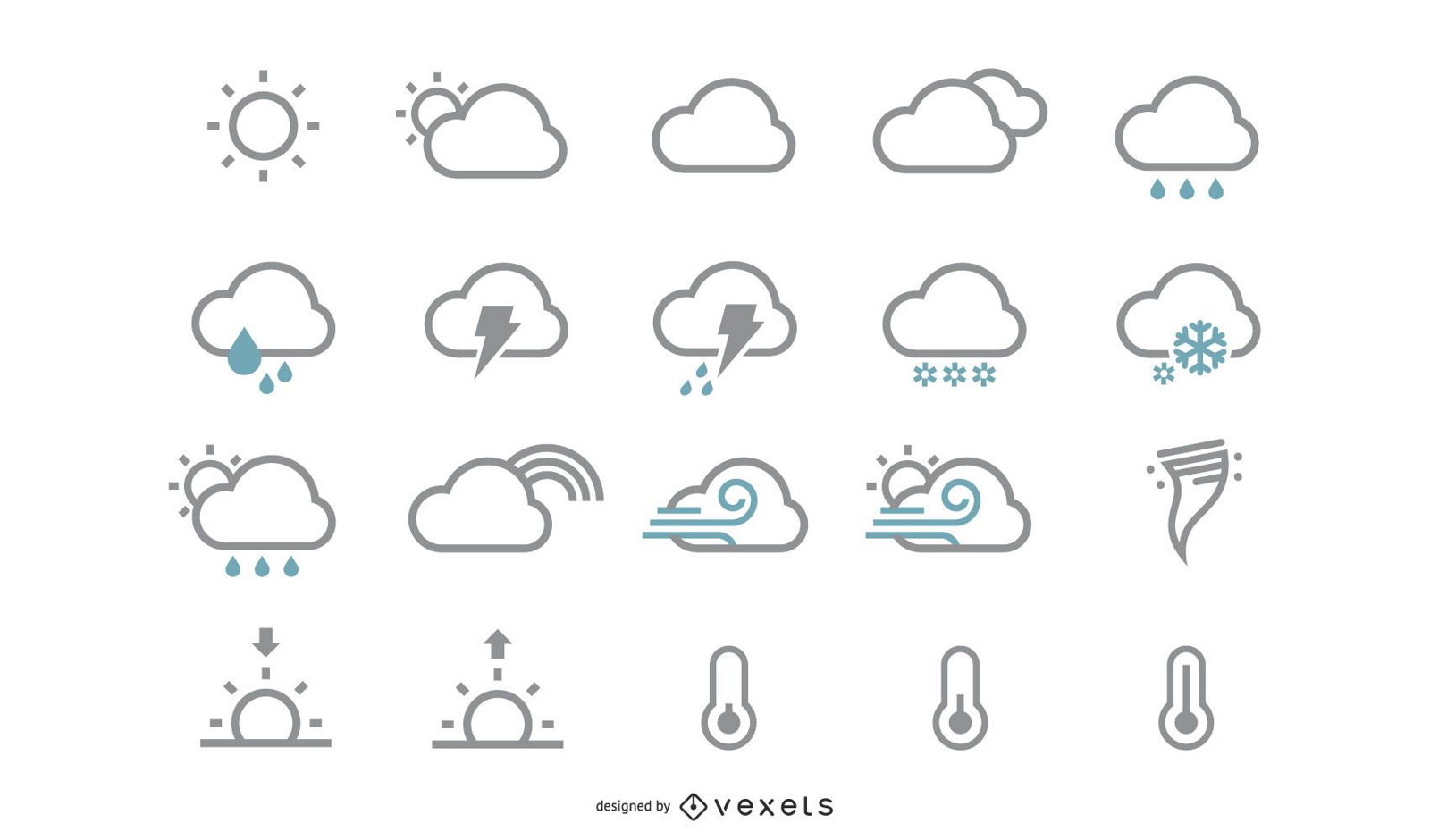 Paquete de iconos de clima plano