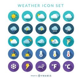 Flat weather icon set