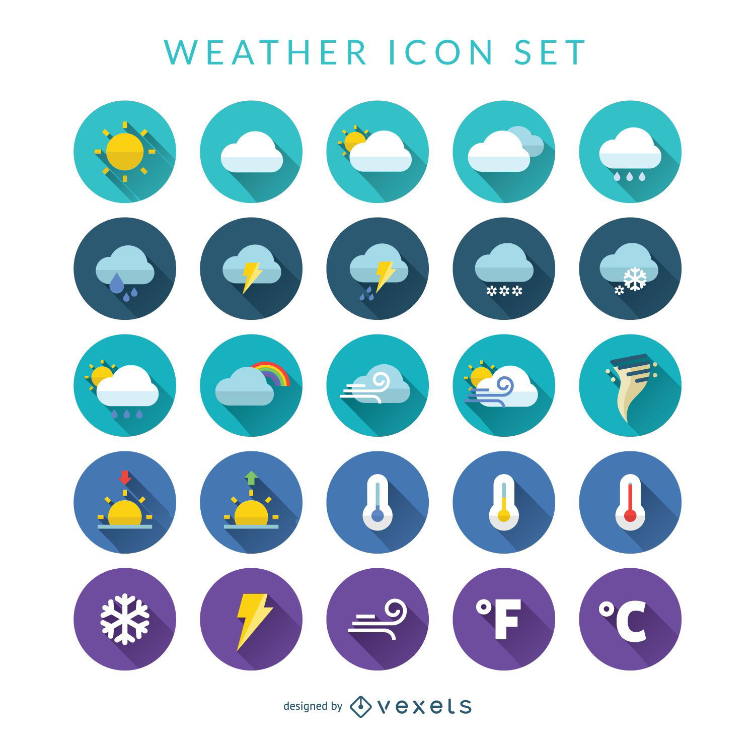 Conjunto de ícones de clima plano