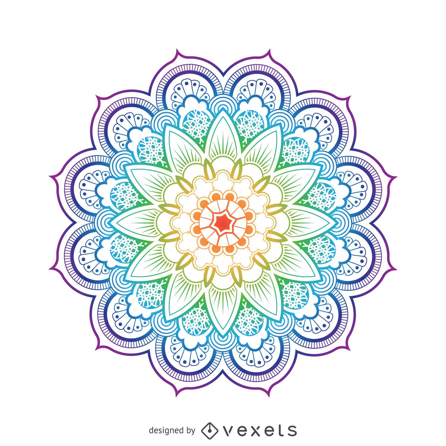 Bright Mandala Flower Illustration - Vector Download