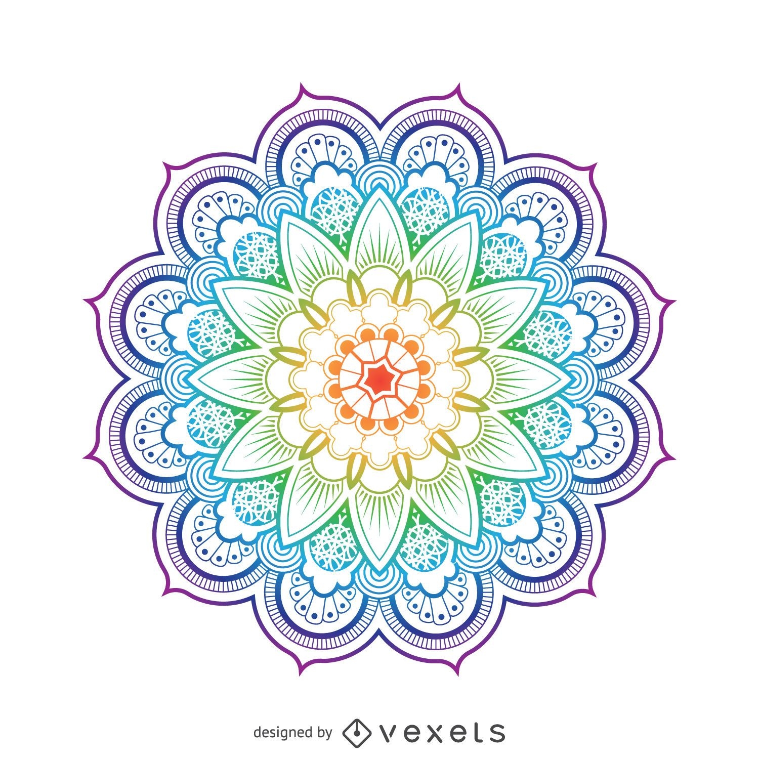 Ilustração de flor de mandala brilhante