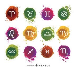 Watercolor zodiac sign set