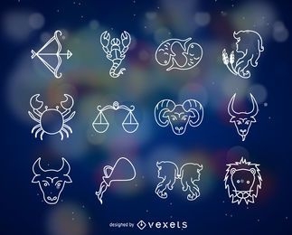 Horoscope signs thin line icon