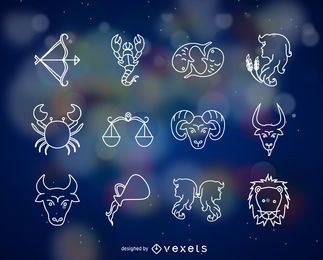 Horoskop Zeichen dünne Linie Symbol