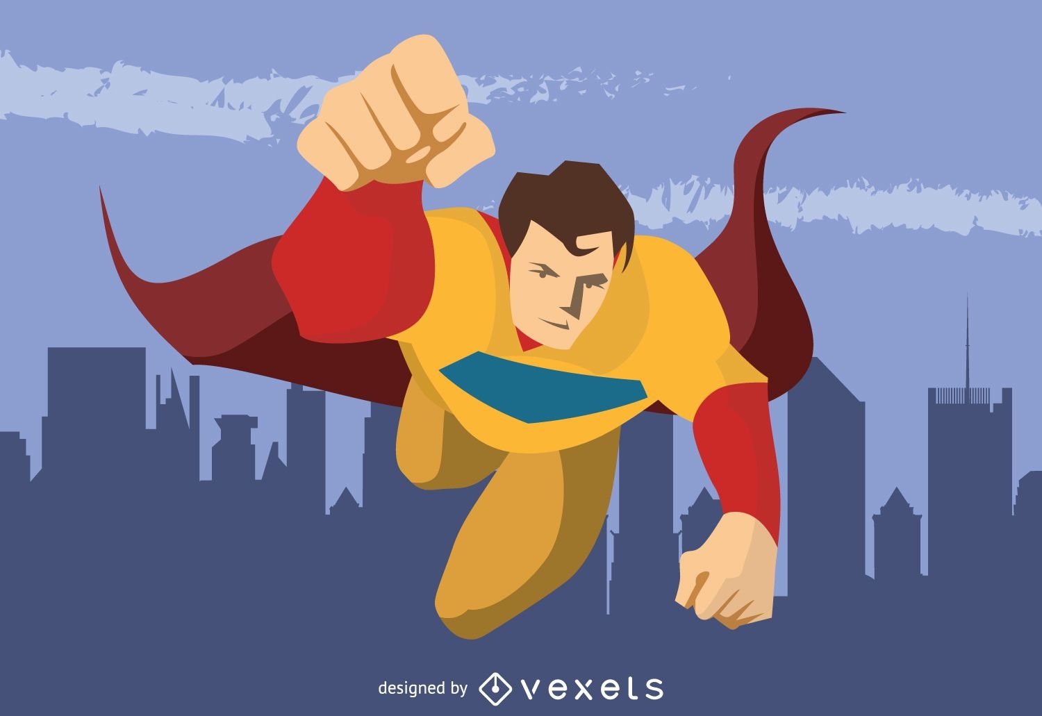 Desenho de personagem voador de super-herói