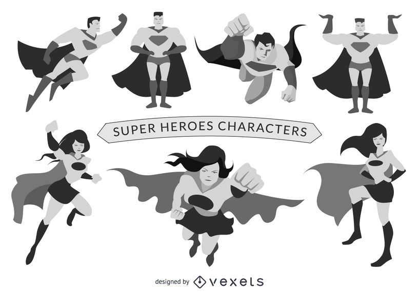 Superhero characters set Superhero characters set