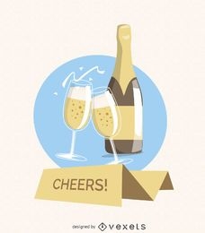 Cartão de saudação de aplausos de champanhe